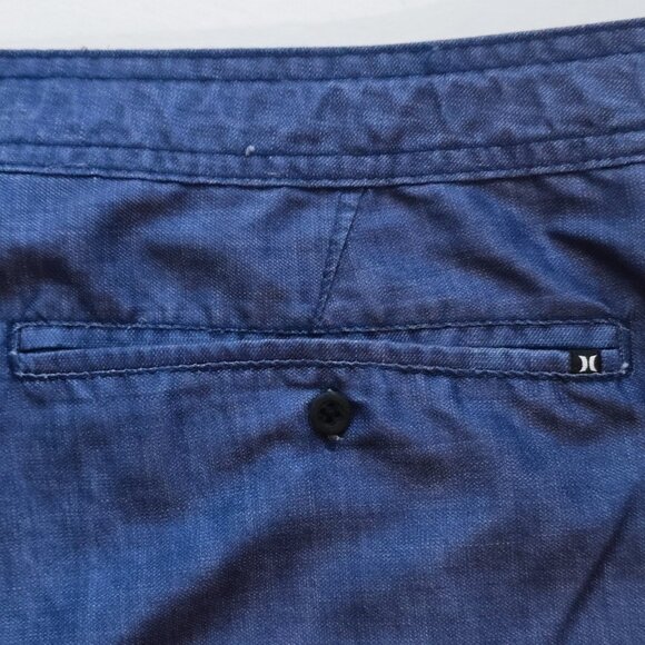 Hurley lightweight summer flat front short darker blue men's size 38 - Picture 8 of 10